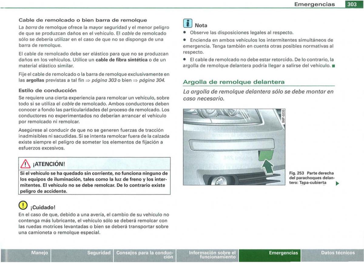 Audi A3 II 2 8P owners manual manual del propietario / page 305