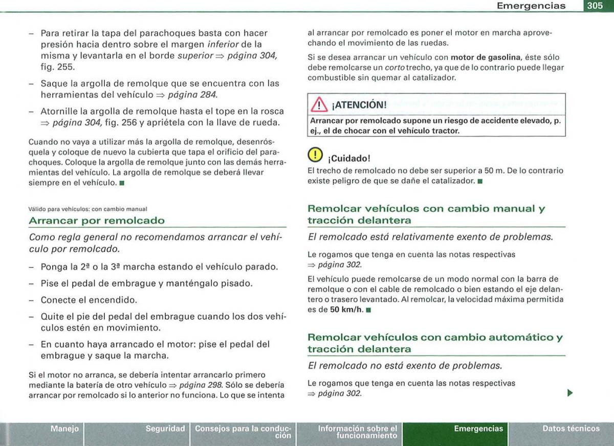 Audi A3 II 2 8P owners manual manual del propietario / page 307