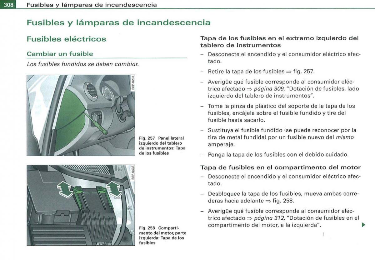 Audi A3 II 2 8P owners manual manual del propietario / page 310