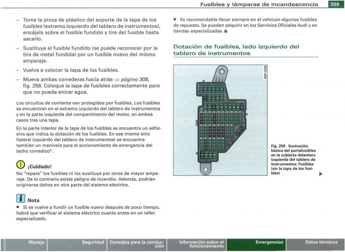 Audi A3 II 2 8P owners manual manual del propietario / page 311