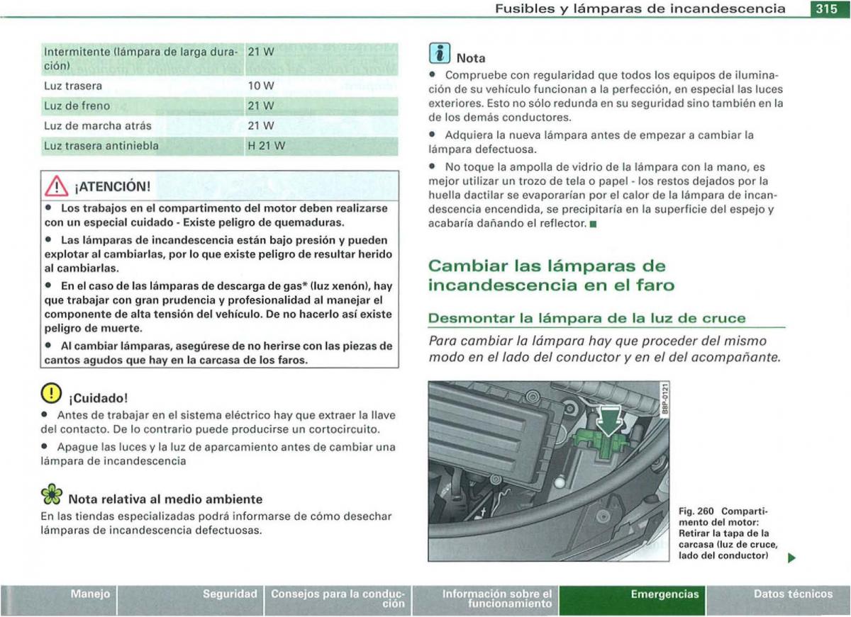 Audi A3 II 2 8P owners manual manual del propietario / page 317