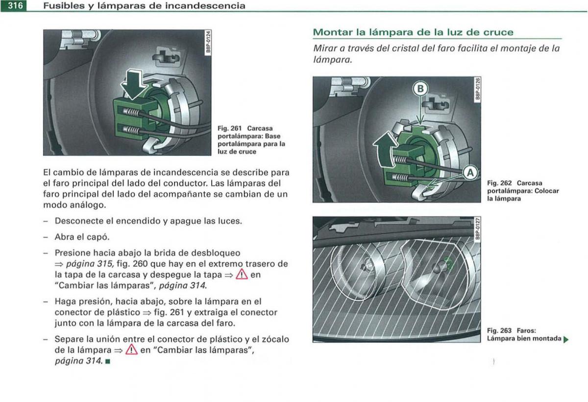 Audi A3 II 2 8P owners manual manual del propietario / page 318