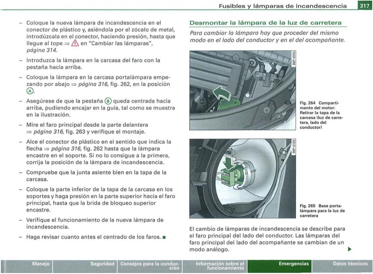 Audi A3 II 2 8P owners manual manual del propietario / page 319