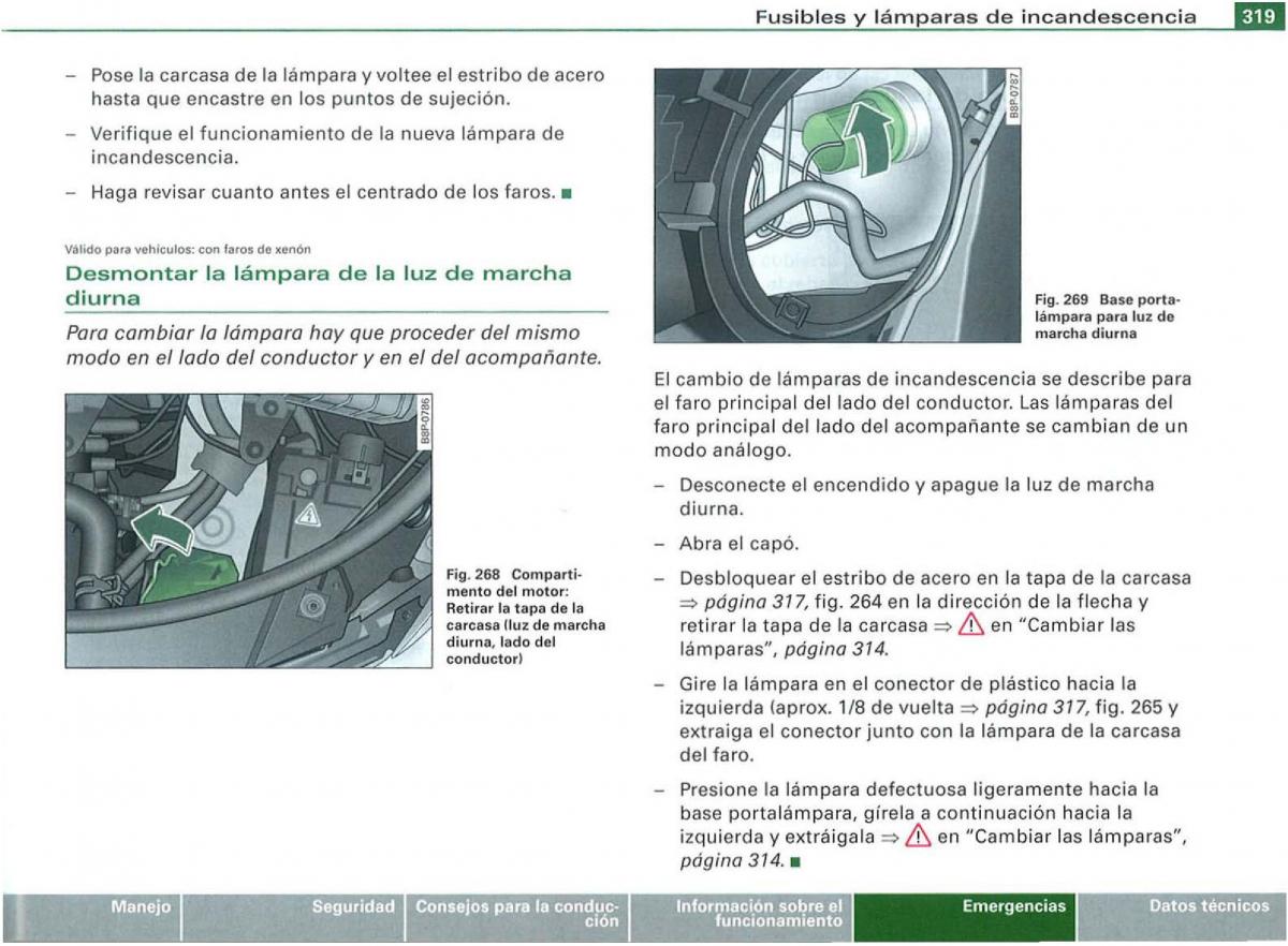 Audi A3 II 2 8P owners manual manual del propietario / page 321