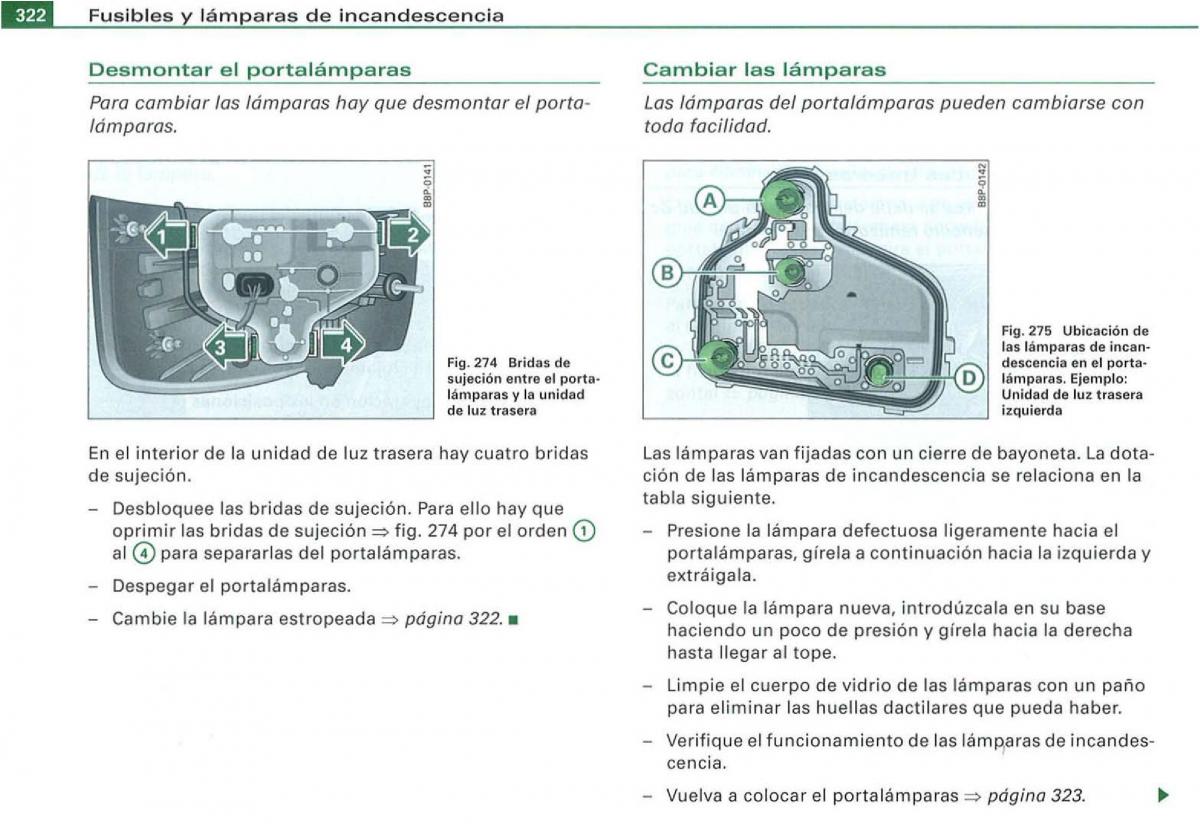 Audi A3 II 2 8P owners manual manual del propietario / page 324