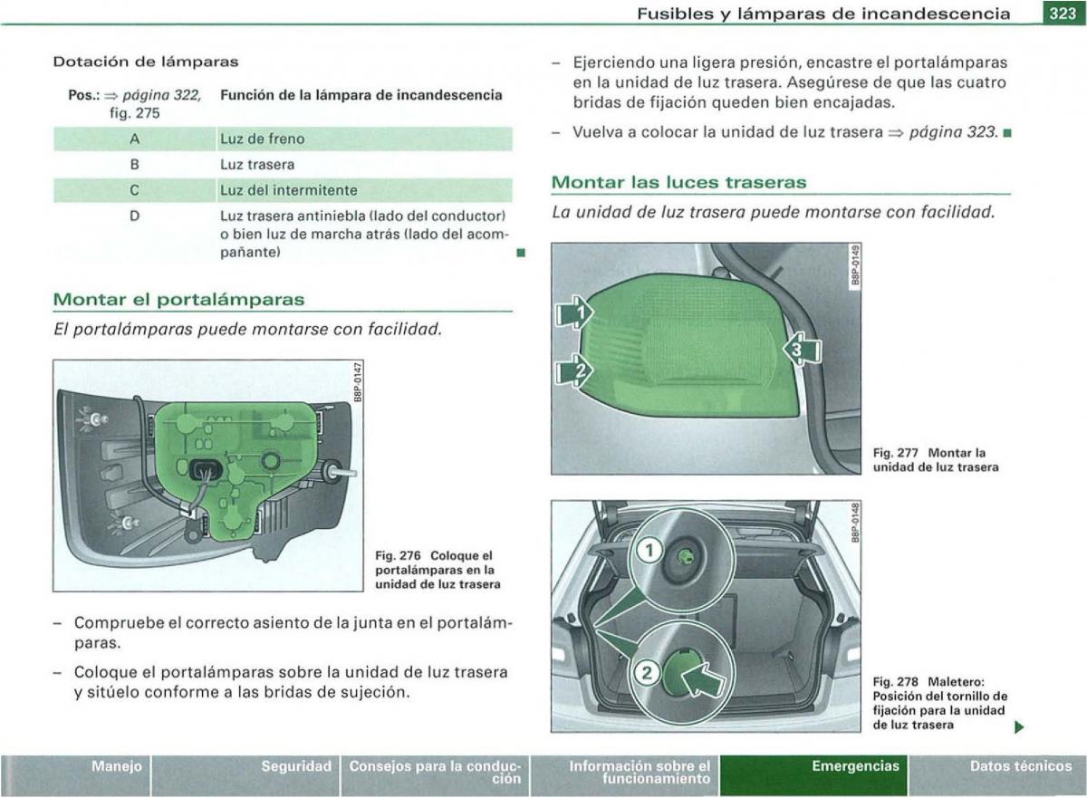 Audi A3 II 2 8P owners manual manual del propietario / page 325