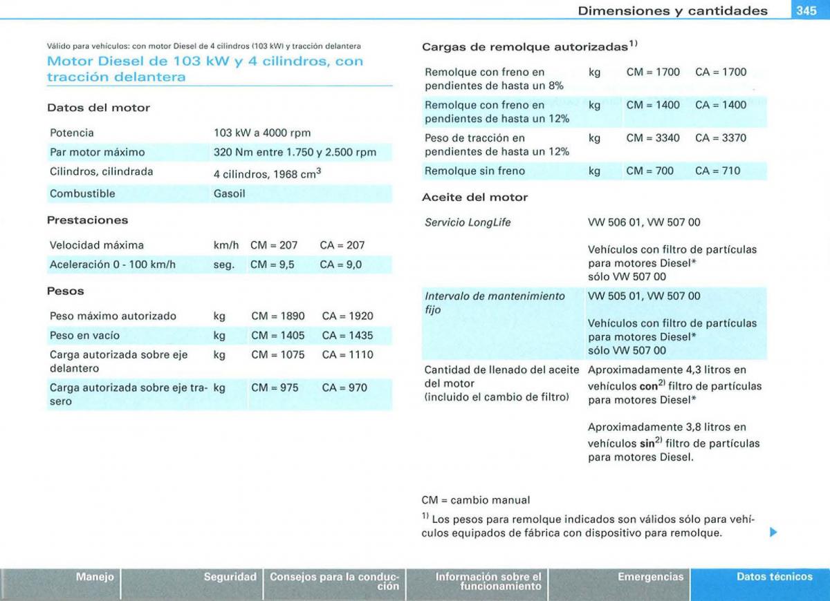 Audi A3 II 2 8P owners manual manual del propietario / page 347