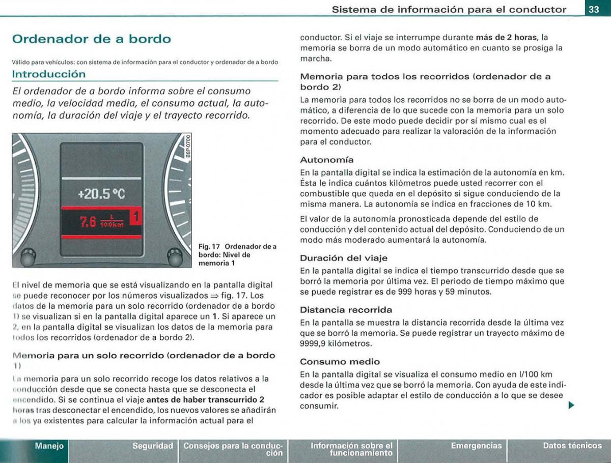 Audi A3 II 2 8P owners manual manual del propietario / page 35