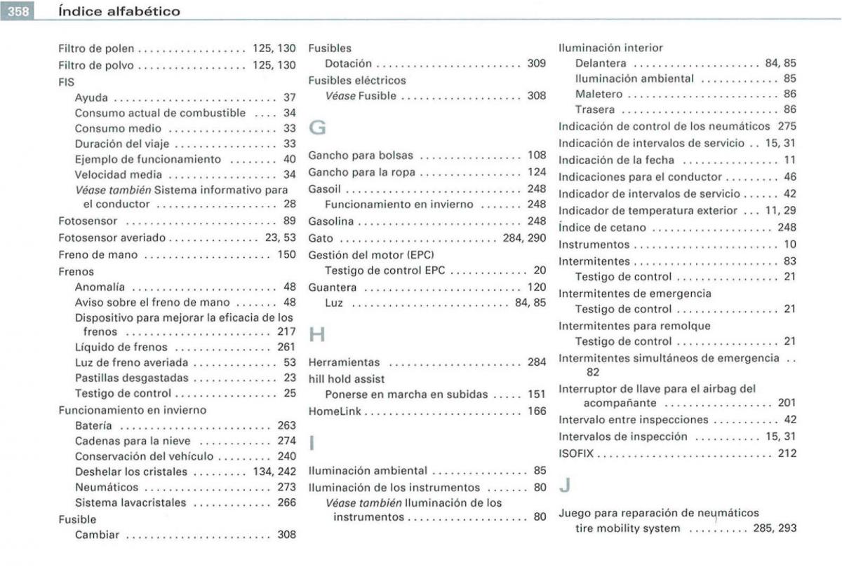 Audi A3 II 2 8P owners manual manual del propietario / page 360