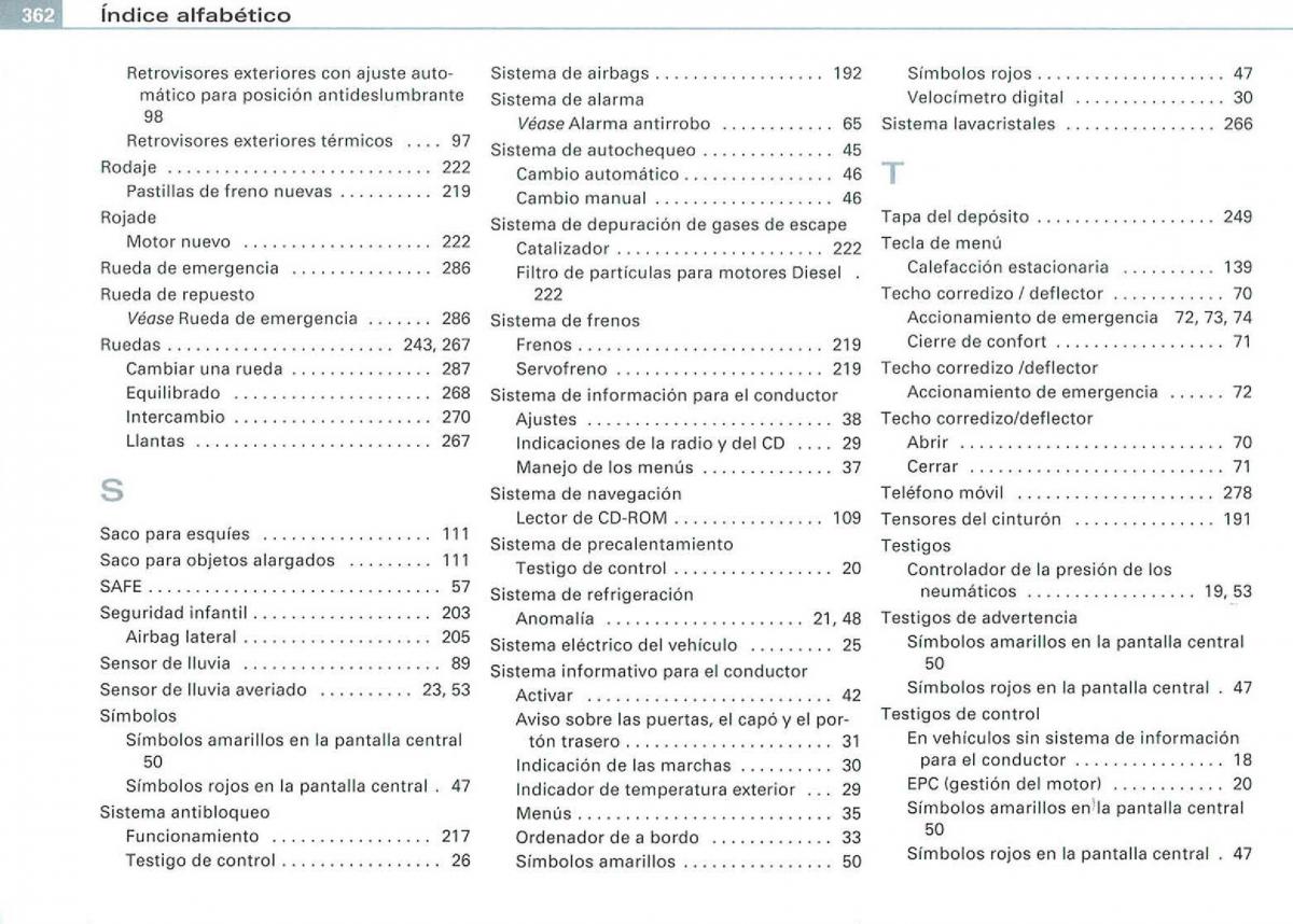 manual  Audi A3 II 2 8P owners manual manual del propietario / page 364