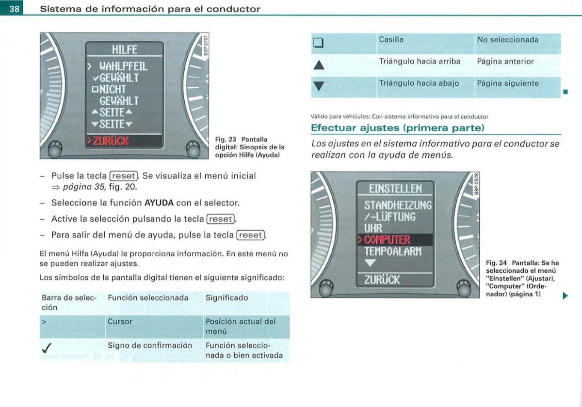 Audi A3 II 2 8P owners manual manual del propietario / page 40