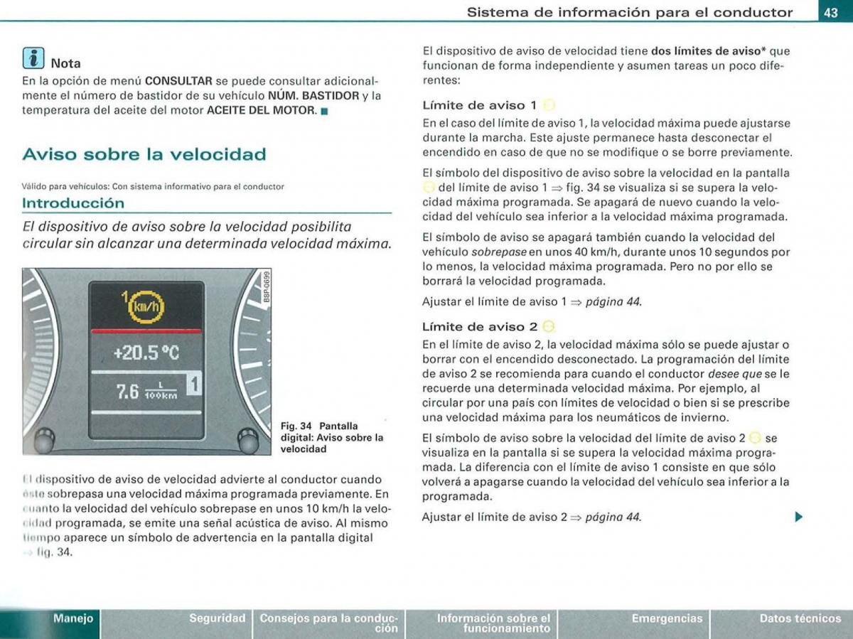 Audi A3 II 2 8P owners manual manual del propietario / page 45