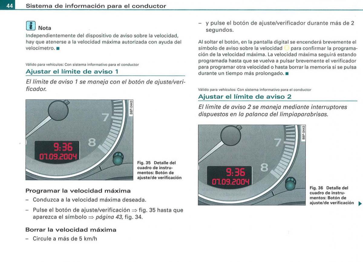 Audi A3 II 2 8P owners manual manual del propietario / page 46