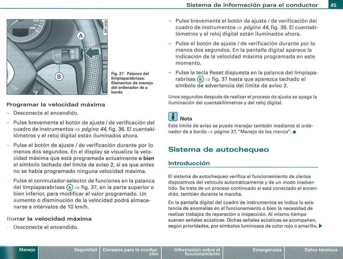 Audi A3 II 2 8P owners manual manual del propietario / page 47