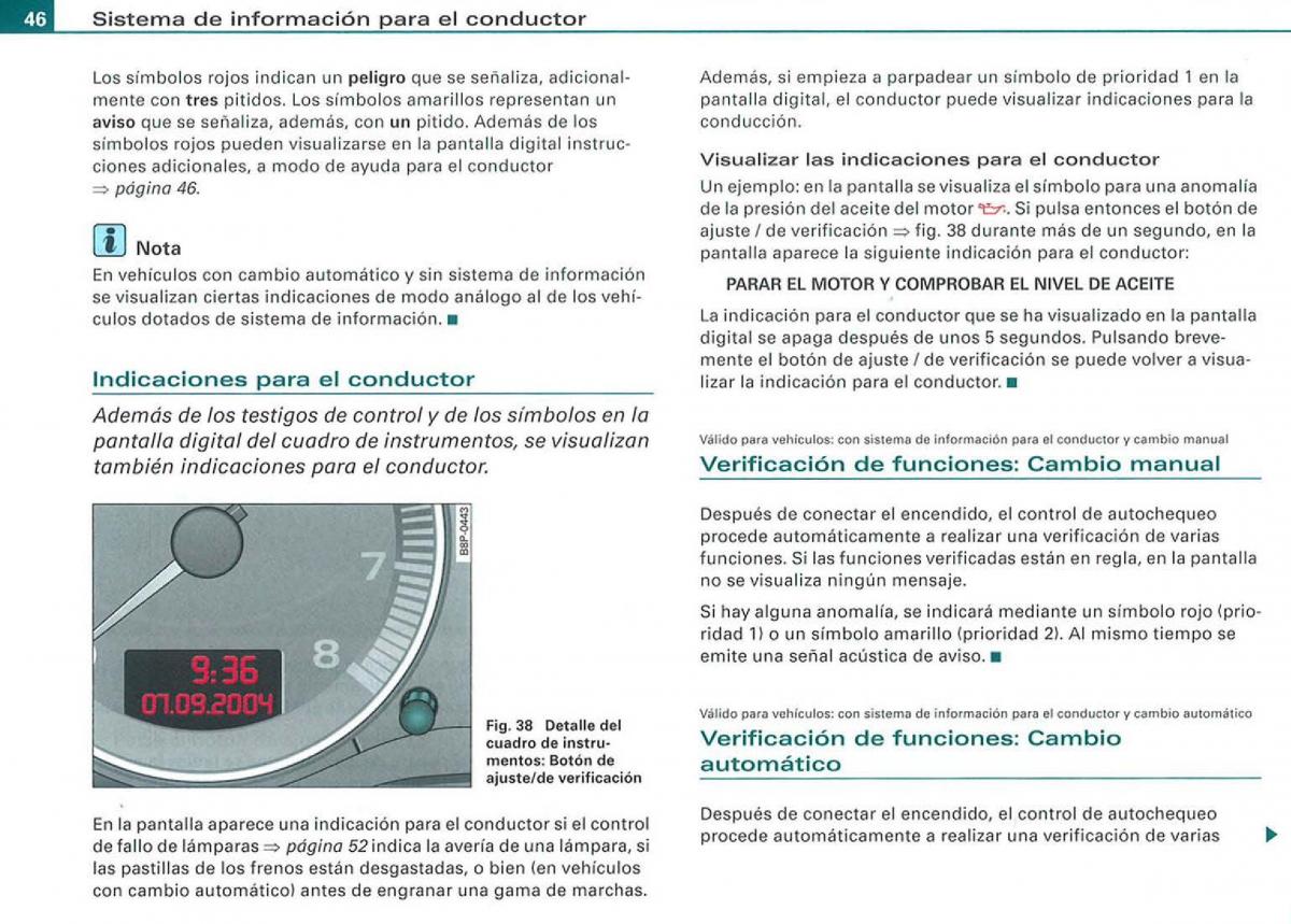 Audi A3 II 2 8P owners manual manual del propietario / page 48