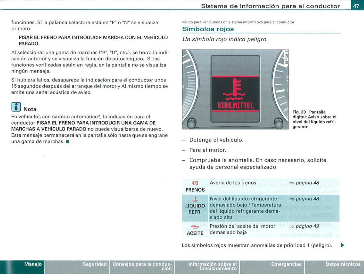 Audi A3 II 2 8P owners manual manual del propietario / page 49