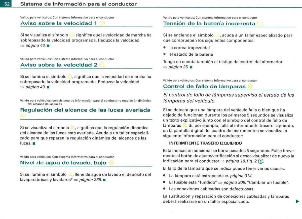 Audi A3 II 2 8P owners manual manual del propietario / page 54