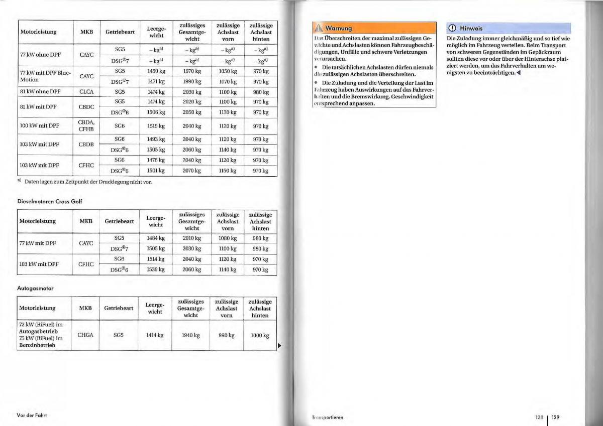 VW Golf Plus owners manual Handbuch / page 62