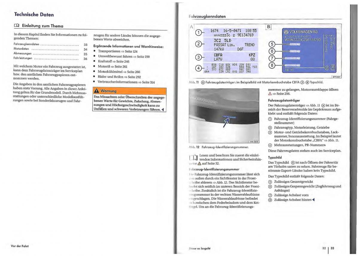 VW Golf Plus owners manual Handbuch / page 14