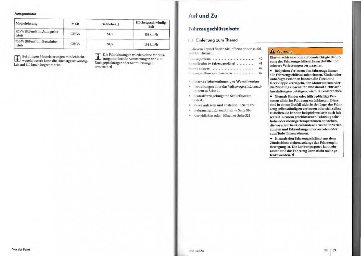 VW Golf Plus owners manual Handbuch / page 17