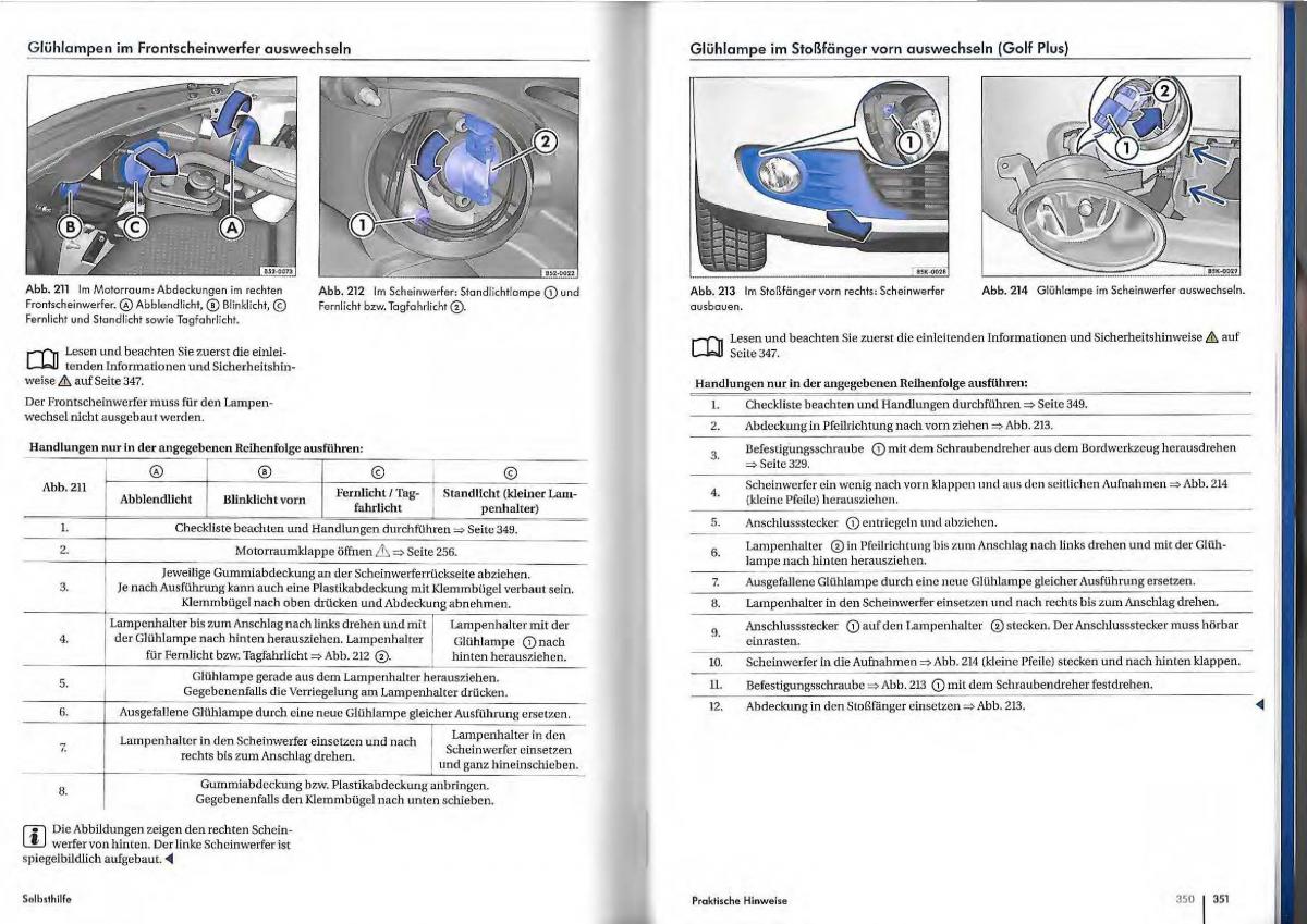 VW Golf Plus owners manual Handbuch / page 172