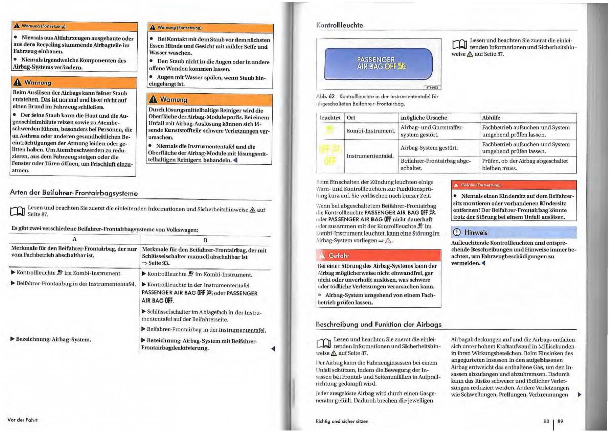 VW Golf Plus owners manual Handbuch / page 42