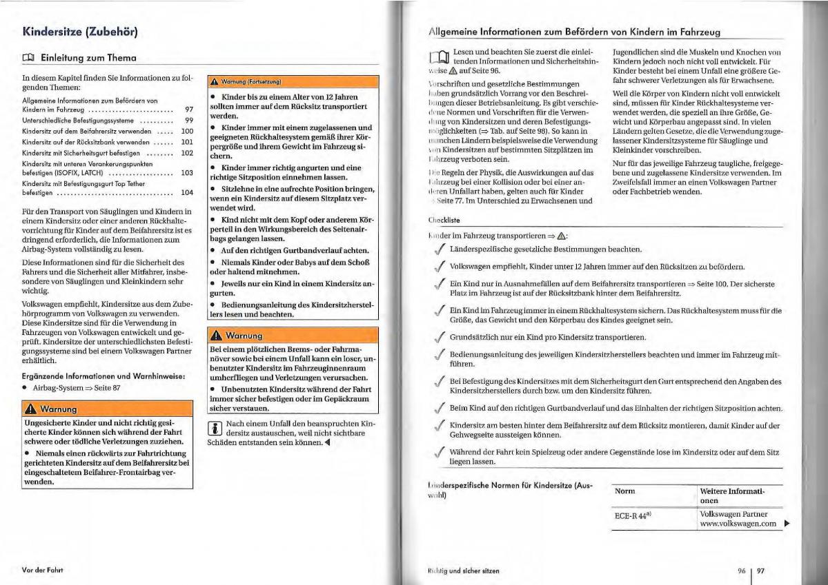 VW Golf Plus owners manual Handbuch / page 46