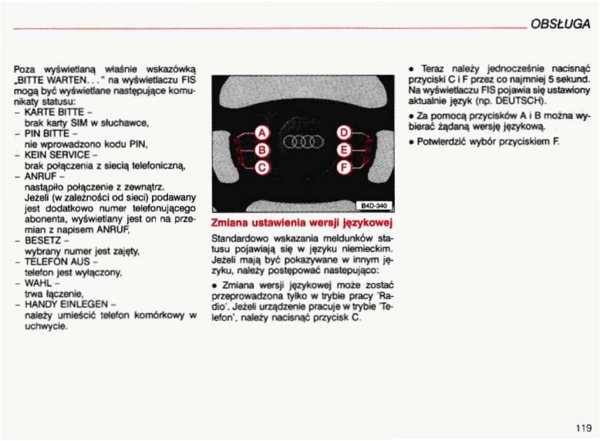 Audi A4 B5 8D instrukcja obslugi / page 120