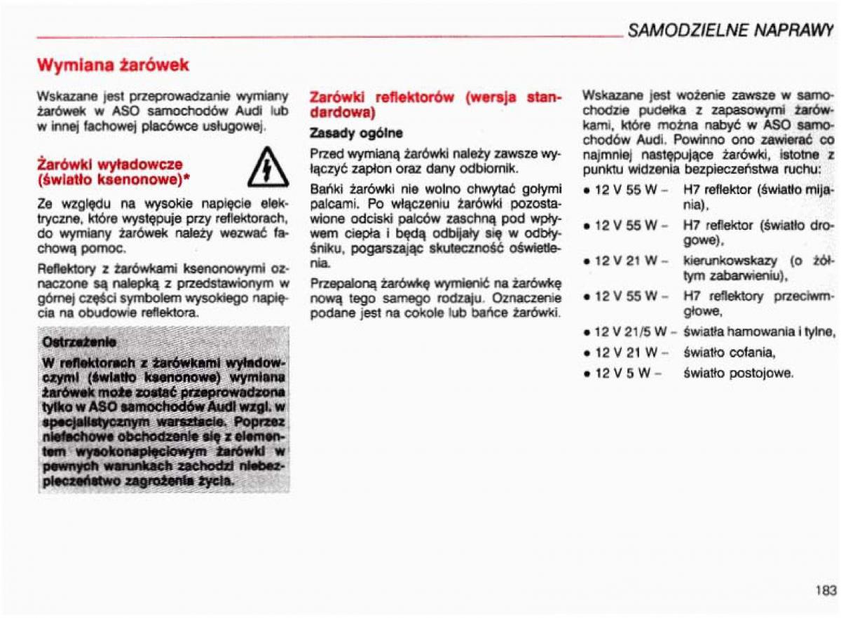 Audi A4 B5 8D instrukcja obslugi / page 184