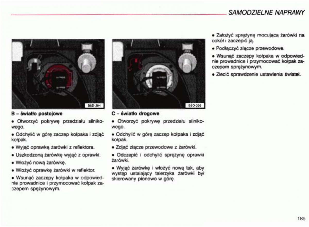 Audi A4 B5 8D instrukcja obslugi / page 186