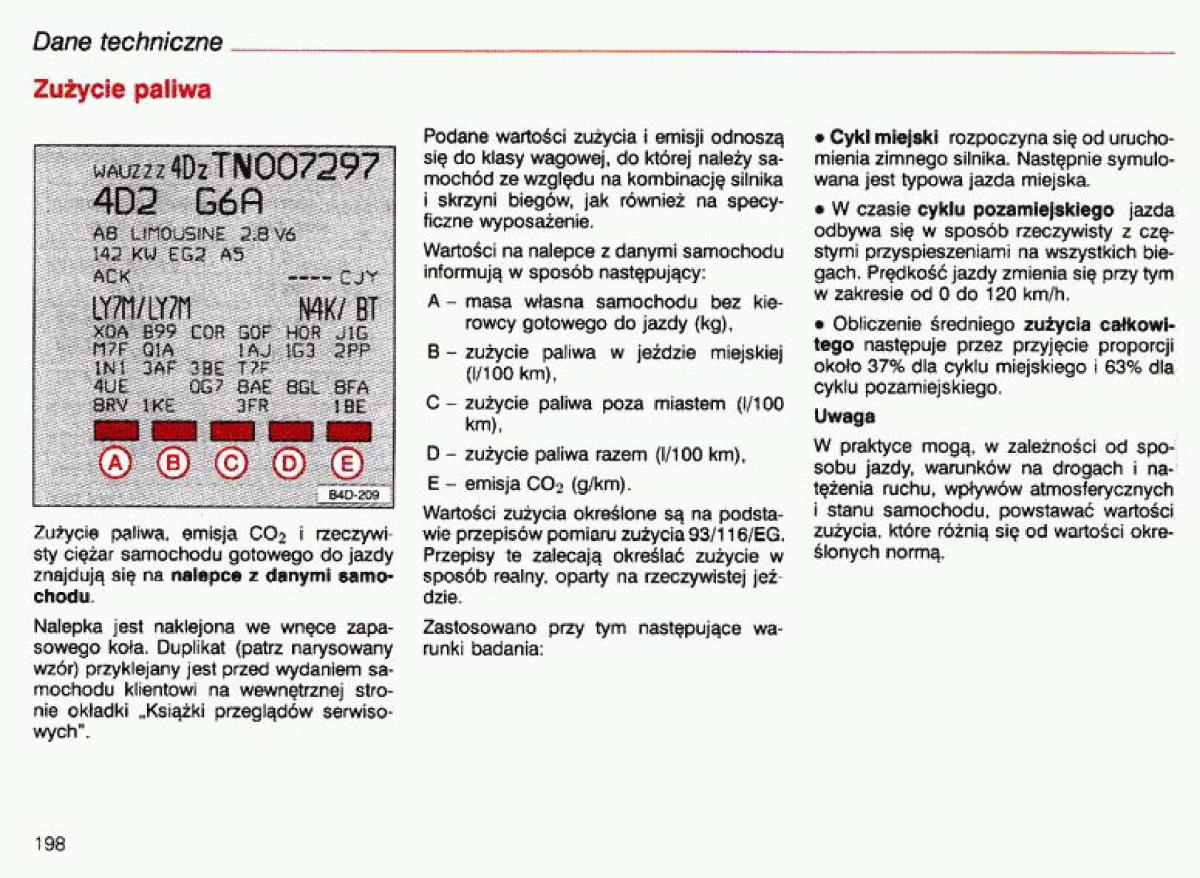 Audi A4 B5 8D instrukcja obslugi / page 199