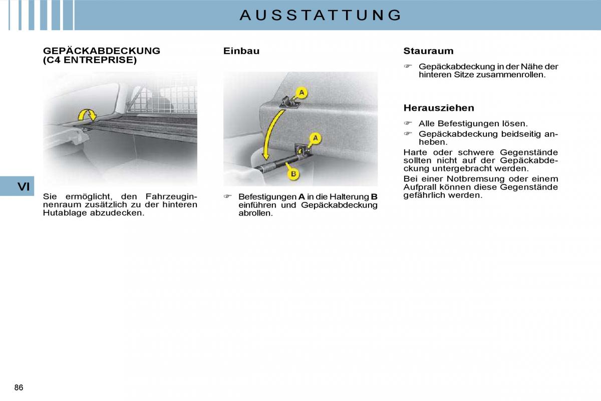 Citroen C4 I 1 owners manual Handbuch / page 88