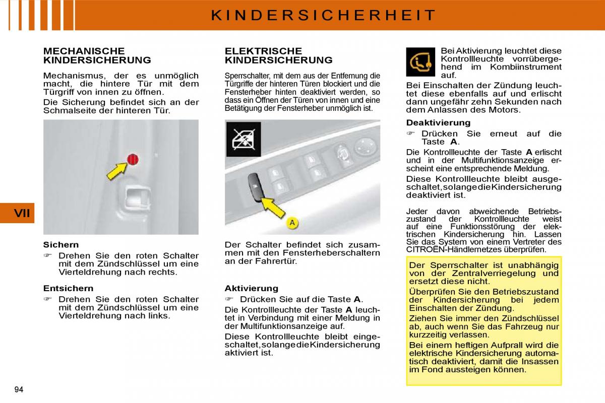 Citroen C4 I 1 owners manual Handbuch / page 97