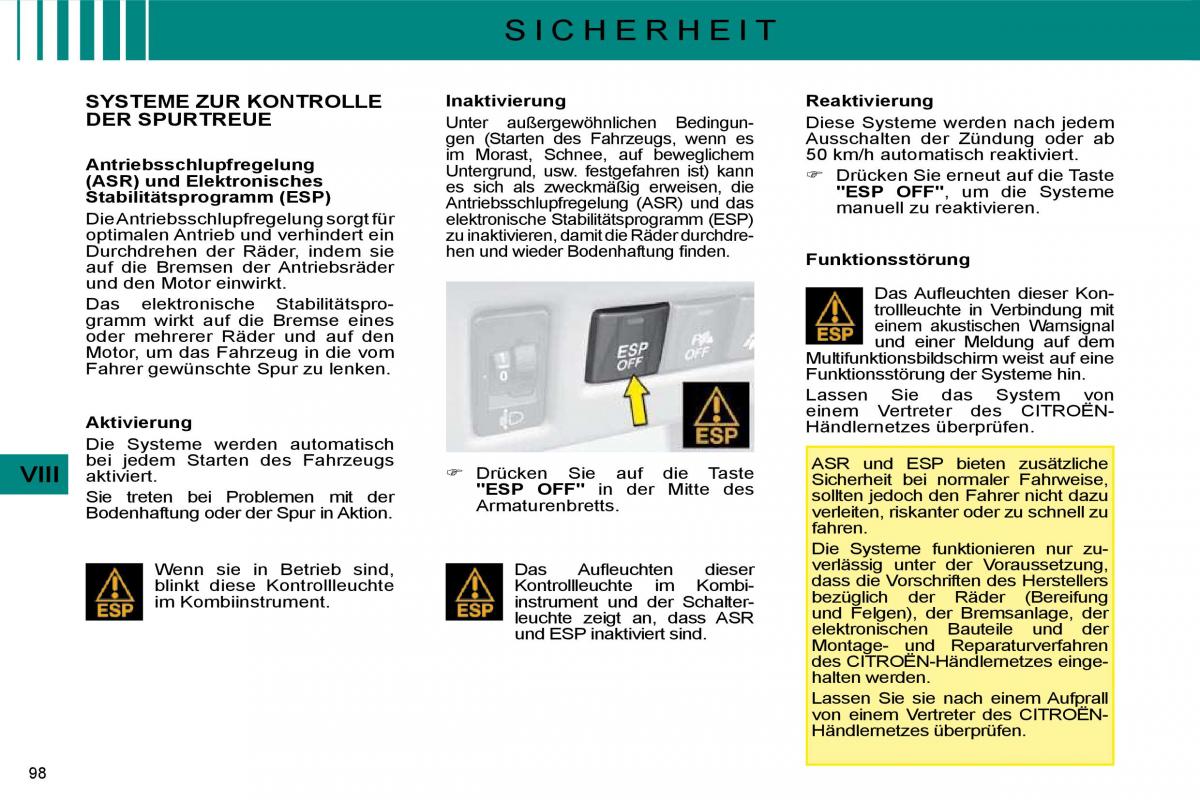 Citroen C4 I 1 owners manual Handbuch / page 101