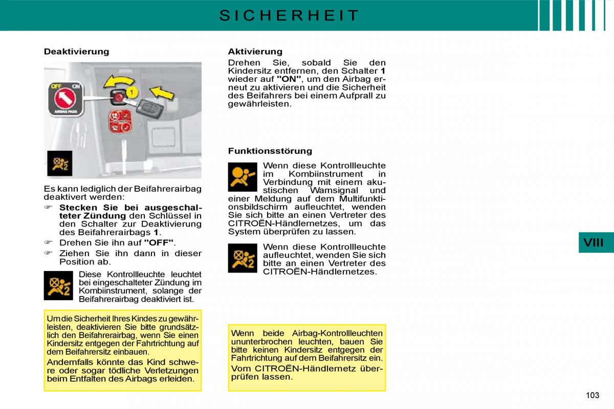 Citroen C4 I 1 owners manual Handbuch / page 106