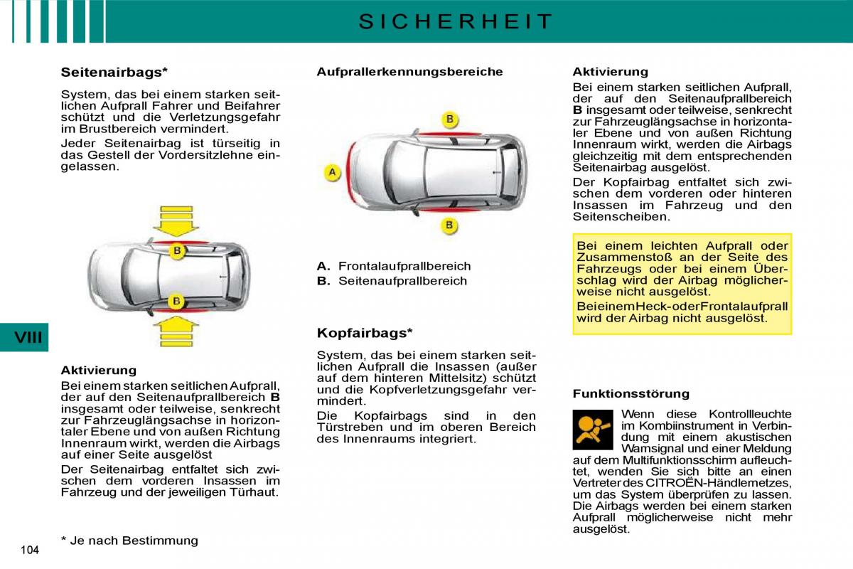 Citroen C4 I 1 owners manual Handbuch / page 108