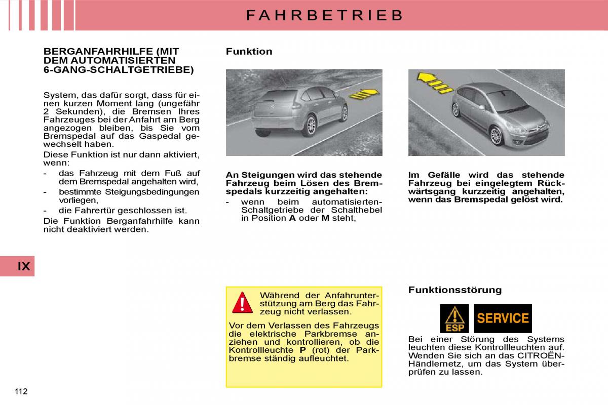 Citroen C4 I 1 owners manual Handbuch / page 117