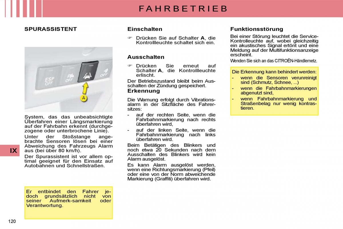 Citroen C4 I 1 owners manual Handbuch / page 125