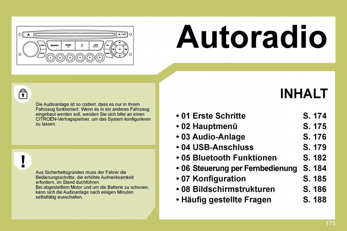 Citroen C4 I 1 owners manual Handbuch / page 180