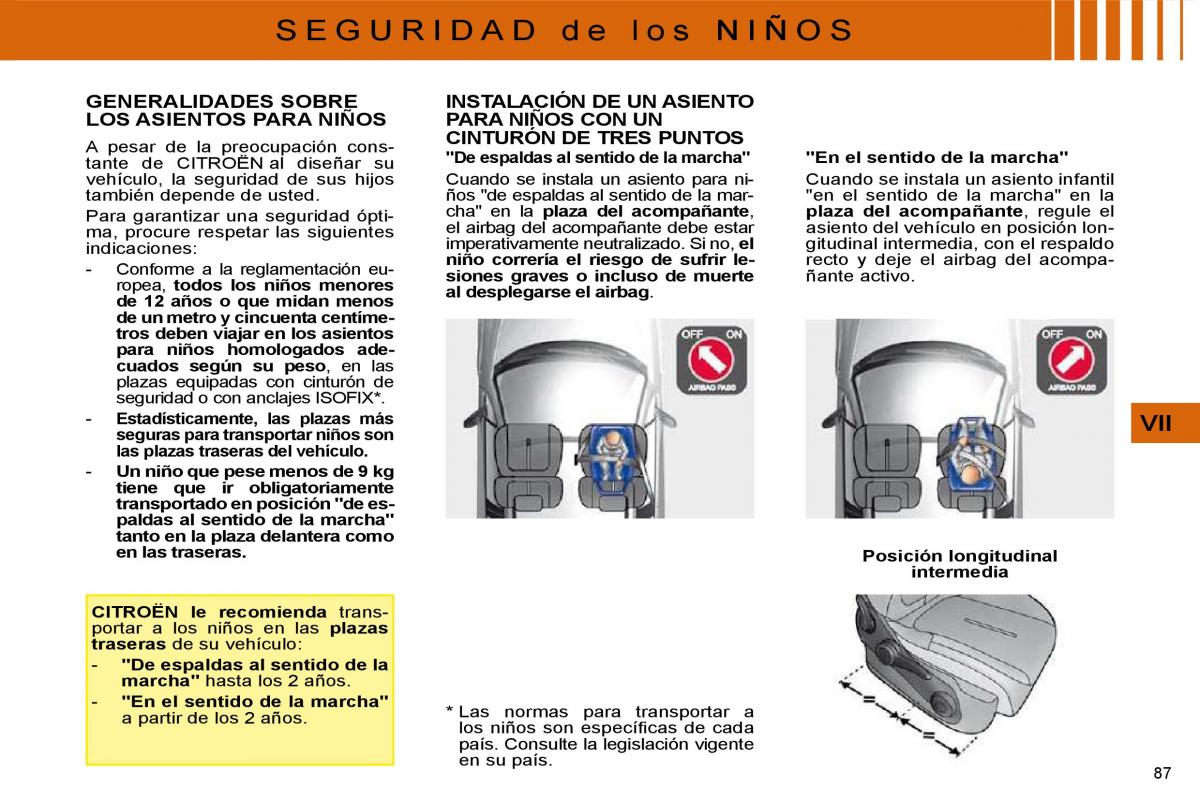 Citroen C4 I 1 owners manual manual del propietario / page 89