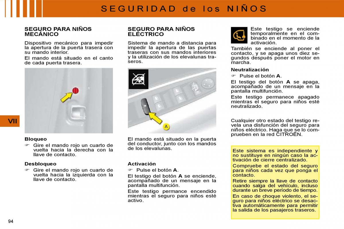 Citroen C4 I 1 owners manual manual del propietario / page 97