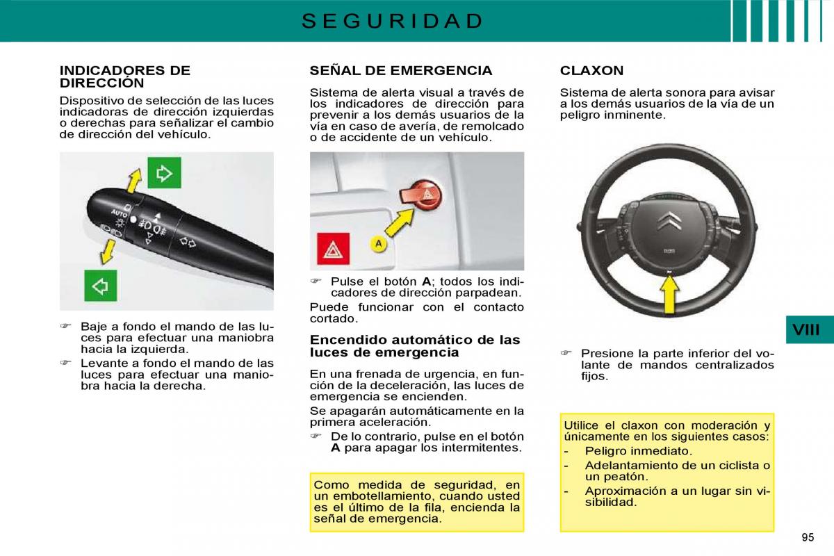 Citroen C4 I 1 owners manual manual del propietario / page 98