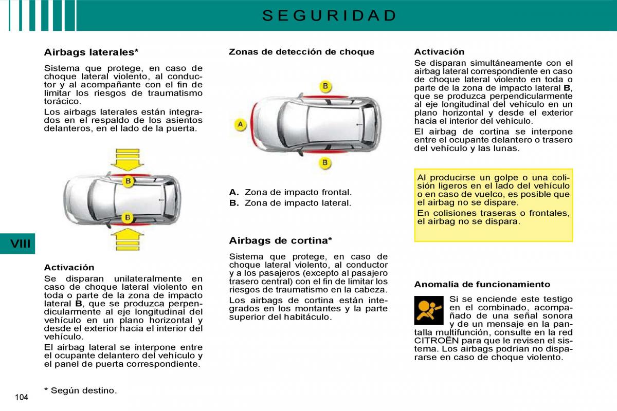 Citroen C4 I 1 owners manual manual del propietario / page 108