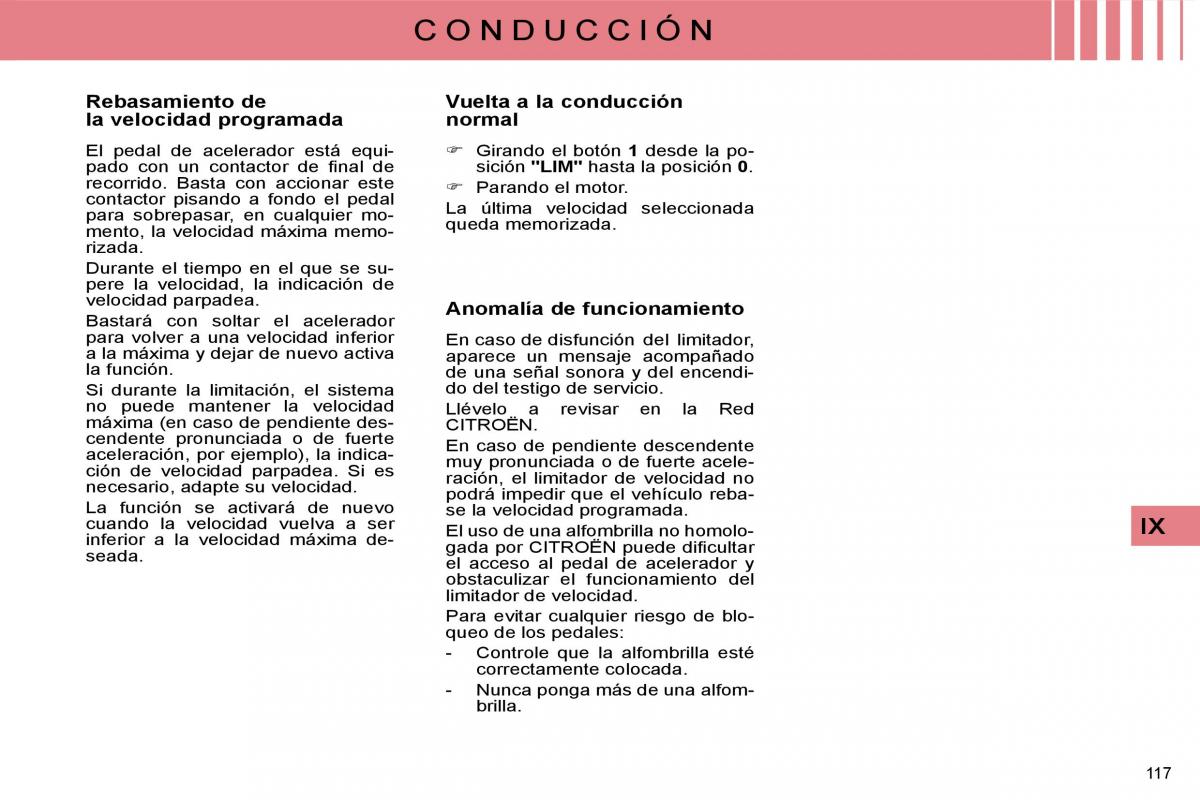 Citroen C4 I 1 owners manual manual del propietario / page 122