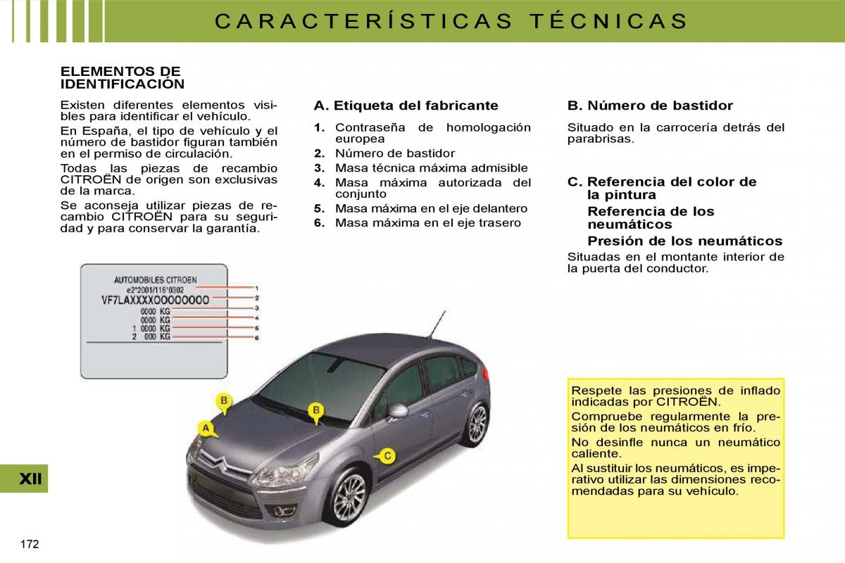 Citroen C4 I 1 owners manual manual del propietario / page 179