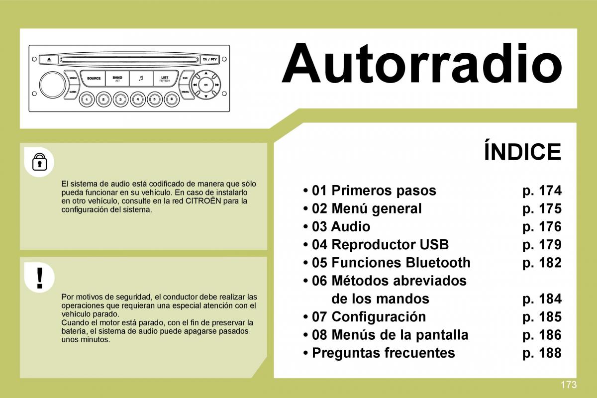 Citroen C4 I 1 owners manual manual del propietario / page 180