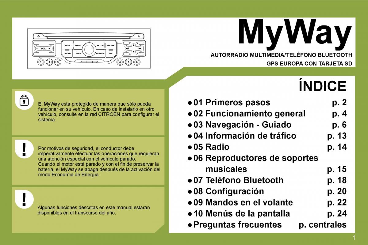 Citroen C4 I 1 owners manual manual del propietario / page 240