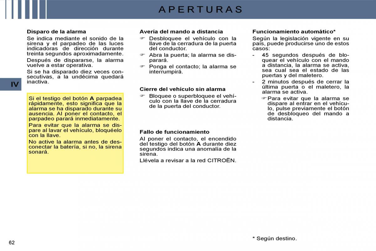 Citroen C4 I 1 owners manual manual del propietario / page 52