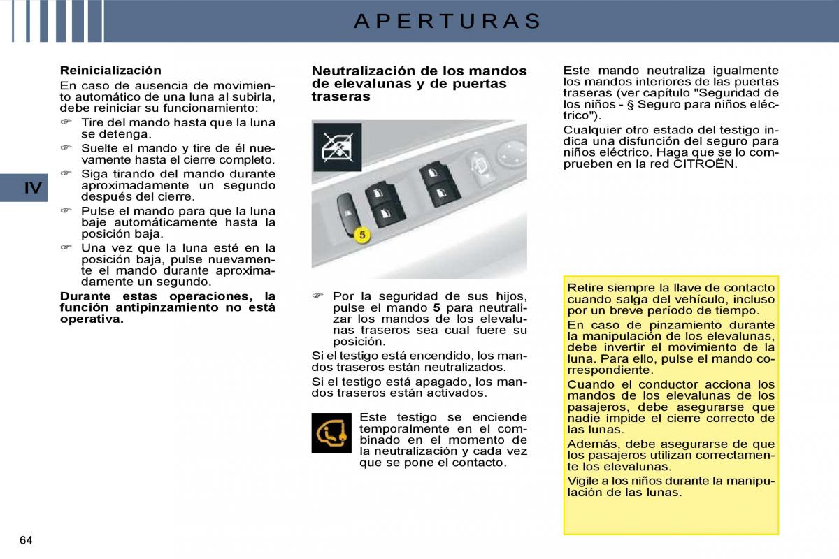 Citroen C4 I 1 owners manual manual del propietario / page 54