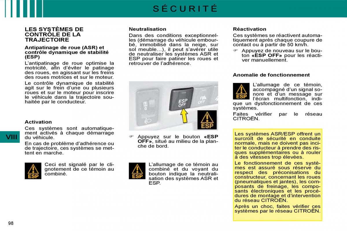 Citroen C4 I 1 owners manual manuel du proprietaire / page 86